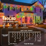 20M Multicolored Outdoor Icicle Christmas Lights