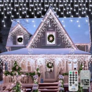 CCILAND 14M LED Icicle Outdoor String Lights