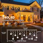 Warm White Snowflake Icicle Lights for Outdoors