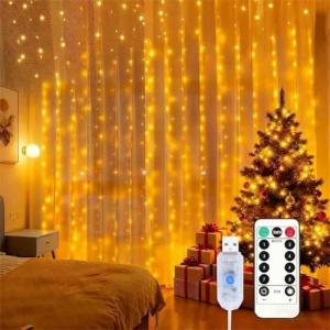 300 LED Curtain Fairy Lights for Indoors & Outdoors