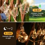 Solar LED Patio String Lights with 20 Edison Bulbs