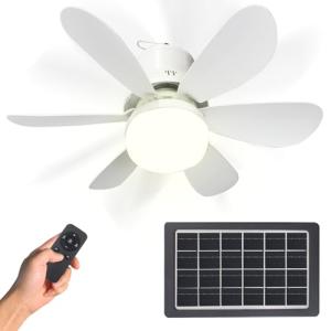 Solar Ceiling Fan Light with Remote & 3 Colors
