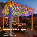 20M Multicolored Outdoor Icicle Christmas Lights