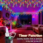 20M Multicolored Outdoor Icicle Christmas Lights