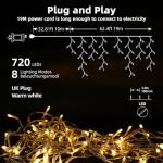 LEDYA 62ft Warm White Icicle Christmas Lights