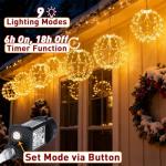 Yowin 30CM 200 LED Hanging Christmas Ball Lights