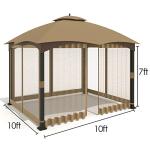 10'x10' Khaki Gazebo Mosquito Netting Panels