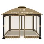 10'x10' Khaki Gazebo Mosquito Netting Panels