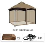 10'x10' Khaki Gazebo Mosquito Netting Panels