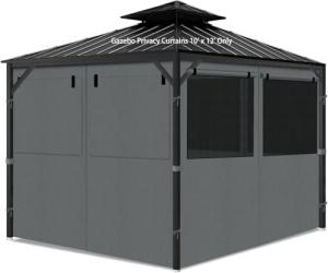 Gray Gazebo Privacy Curtains with Mosquito Windows