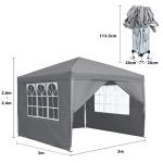 3x3m Grey Pop Up Gazebo with Windows