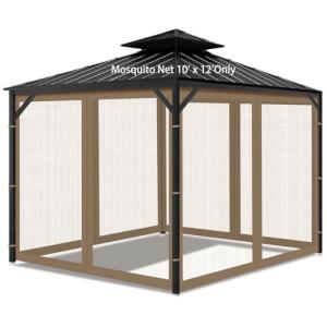 10' x 12' Khaki Gazebo Mosquito Netting Screen