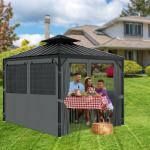 Gray Gazebo Privacy Curtains with Mosquito Windows