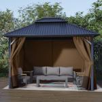 Aoodor 10x13 ft Gazebo Curtain Set, 4 Panels