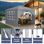 3x3m Grey Pop Up Gazebo with Windows