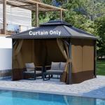 Aoodor 10x13 ft Gazebo Curtain Set, 4 Panels