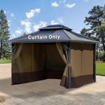 Aoodor 10x13 ft Gazebo Curtain Set, 4 Panels
