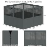 Gray Gazebo Privacy Curtains with Mosquito Windows