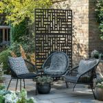 Black Metal Garden Screen Panel - 1.8m Privacy Divider