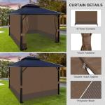 Aoodor 10x13 ft Gazebo Curtain Set, 4 Panels