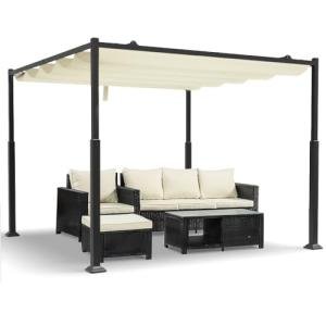 VOUNOT Retractable 3x3m Sliding Pergola Gazebo