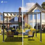 VOUNOT Retractable 3x3m Sliding Pergola Gazebo