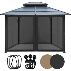10x10 Gazebo Mesh Walls with Curtain Rings