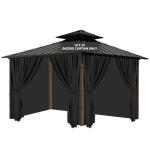 Waterproof 4-Panel Black Gazebo Curtains