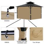 Beige Waterproof 4-Panel Gazebo Privacy Curtains