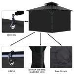 Waterproof 4-Panel Black Gazebo Curtains