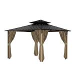 Beige Waterproof 4-Panel Gazebo Privacy Curtains