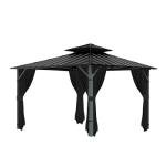 Waterproof 4-Panel Black Gazebo Curtains