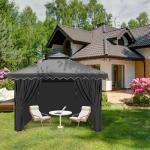 Waterproof 4-Panel Black Gazebo Curtains