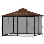 Gazebo Mosquito Netting Replacement 10x10ft Black