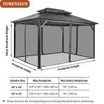 Gazebo Mosquito Netting Replacement 10x10ft Black