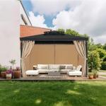 VEVOR Outdoor Gazebo Curtains, 4-Panel Khaki