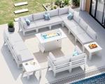 15 Piece Aluminum Patio Furniture Set with Fire Pit