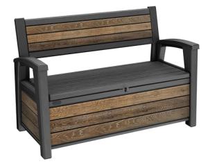 Keter Walnut Storage Bench for Outdoor Spaces