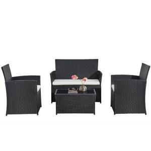 Black Rattan 4-Piece Outdoor Furniture Set