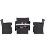 Black Rattan 4-Piece Outdoor Furniture Set