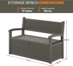 71 Gallon Waterproof Outdoor Storage Bench