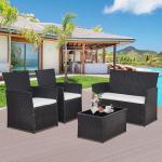 Black Rattan 4-Piece Outdoor Furniture Set