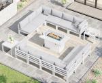 15 Piece Aluminum Patio Furniture Set with Fire Pit