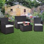 Black Rattan 4-Piece Outdoor Furniture Set