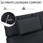 Thick Padded Outdoor Sun Lounger Cushion with Pillow