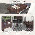 Foldable Rattan Coffee Table with Steel Frame