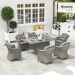 Light Grey 6-Seater Rattan Dining Set