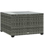 Light Grey Rattan Outdoor Coffee Table with Glass Top