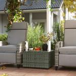 Light Grey Rattan Outdoor Coffee Table with Glass Top