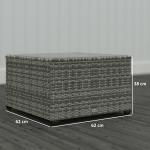 Light Grey Rattan Outdoor Coffee Table with Glass Top